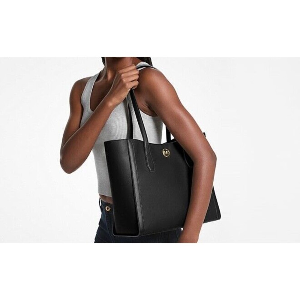 Michael Kors Leida Large Black Tote Bag NWT